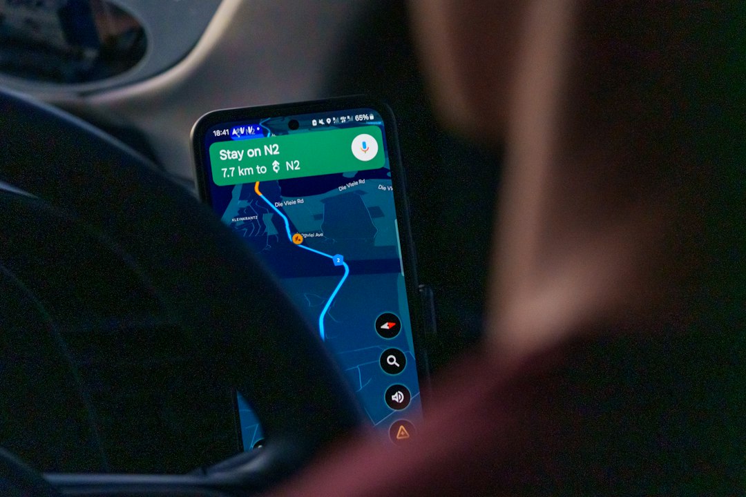 Driver following Google Maps directions to a local business